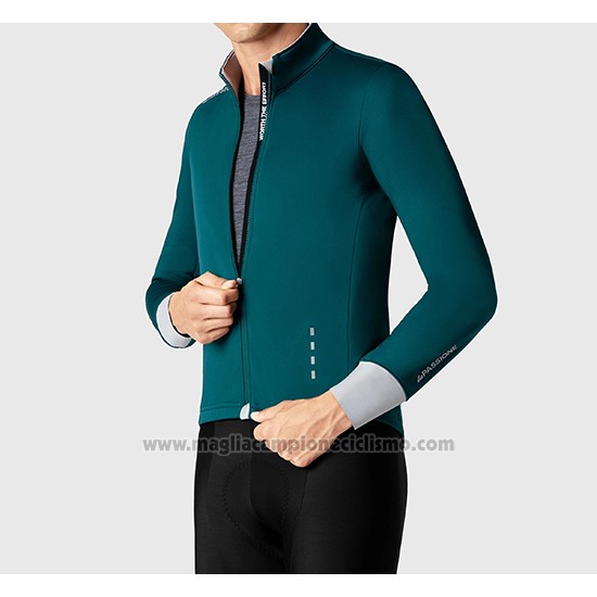 2019 Abbigliamento Ciclismo La Passione Verde Bianco Manica Lunga e Salopette